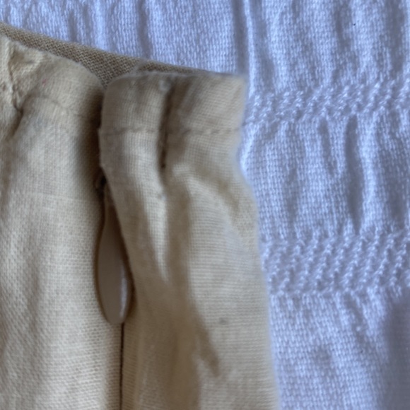 Made In Nepal cream coloured sleeveless dress/green button high neck closure. S - Picture 9 of 16